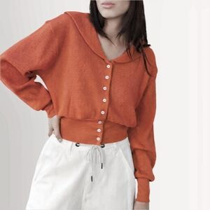 NOBLE Waffle Sailor Organic Cotton Cardigan Size Medium